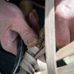 Owen Jones making an oak swill at Hatfield Living Crafts fair 2017